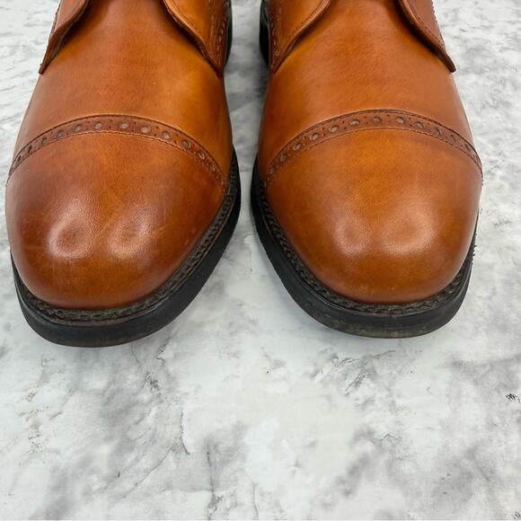 ALLEN EDMONDS Benton Cognac Leather Cap Toe Oxfords Shoes Vibram Sole Sz 10 main image 9